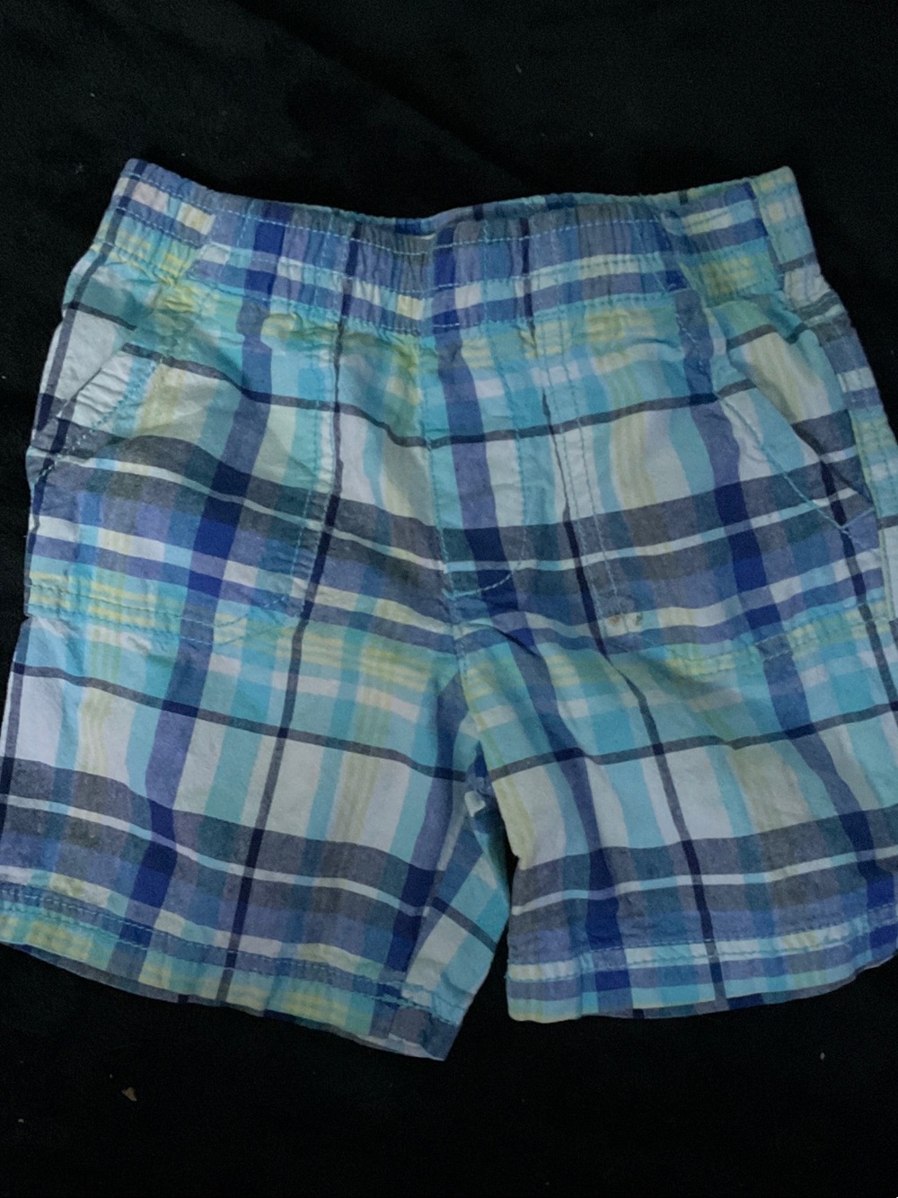J. Khaki Blue and Aqua Plaid Pull-On Shorts
